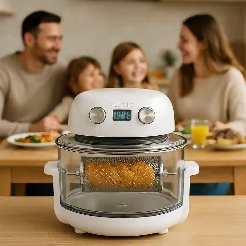 Fritaire Non Toxic Air Fryer™ Pro | 9-in-1 Glass Air Fryer | Self-Cleaning | 5 Quart | Rotisserie and Tumbler | 400F Vortex For Even Cooking, BPA-Free Teflon Free, Recrisp, Roast, Bake, White